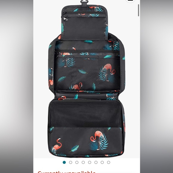 Booeen Travel Hanging Toiletry Bag with Pink Flamingo 🦩 Print NWT - Picture 6 of 10